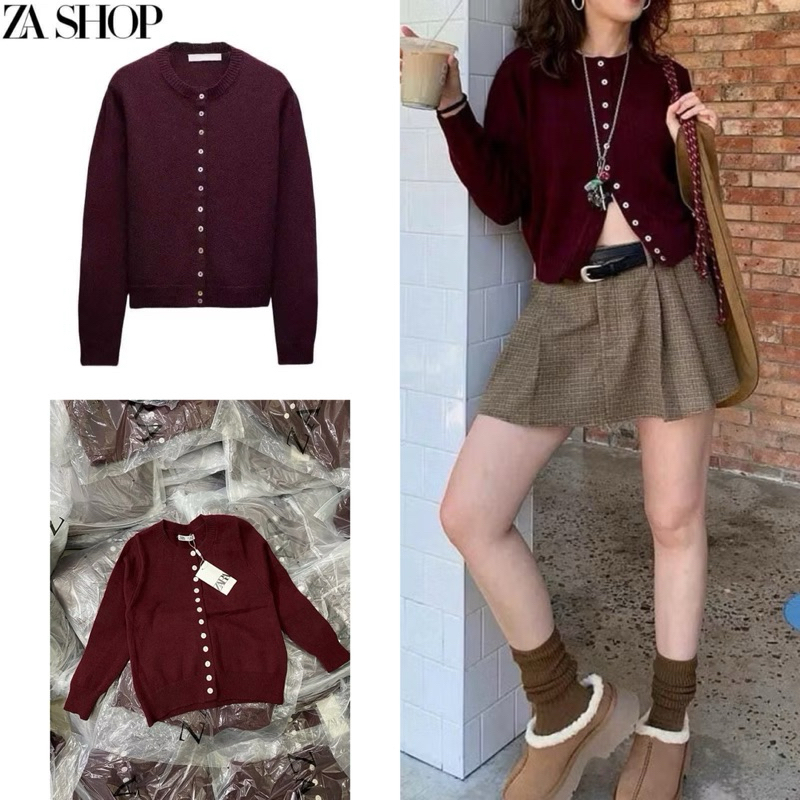 Áo Len Z đỏ cúc trắng (Sẵn)H49