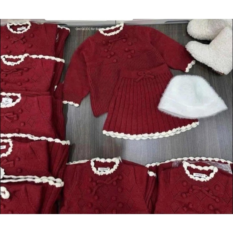 Set len đỏ bé gái QCCC dày dặnH109