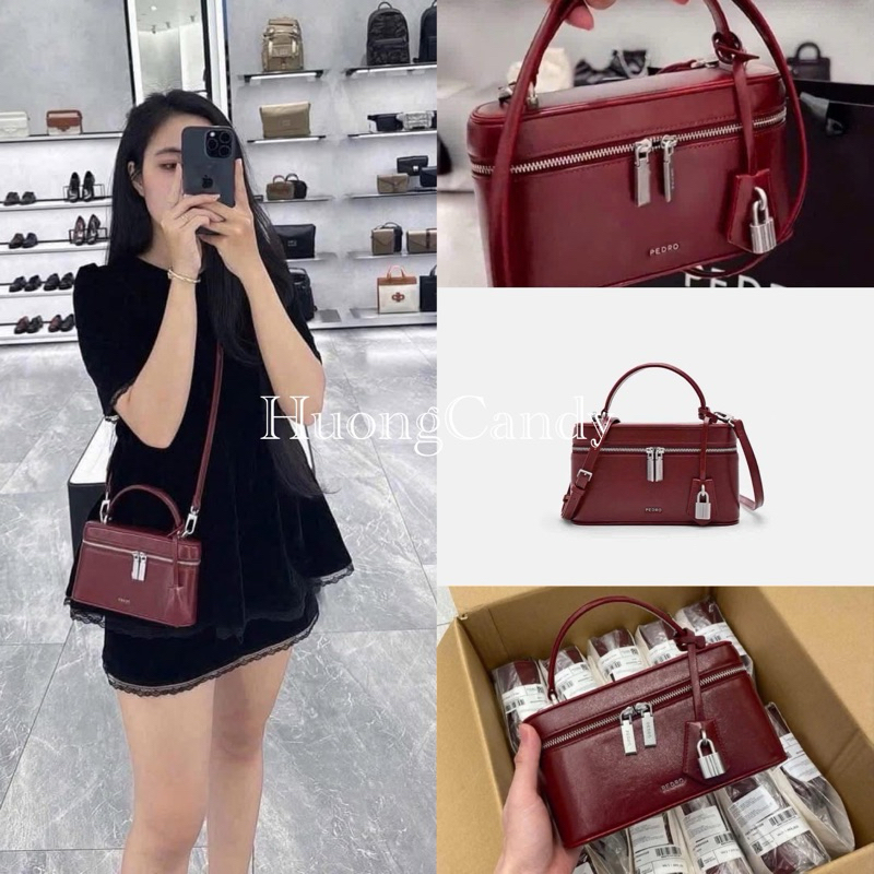 Túi P 20cm đỏ/đen xuất dư[ Sẵn]H100