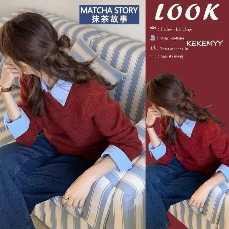 Áo Len cổ sơ mi cho nữ QCCCH96