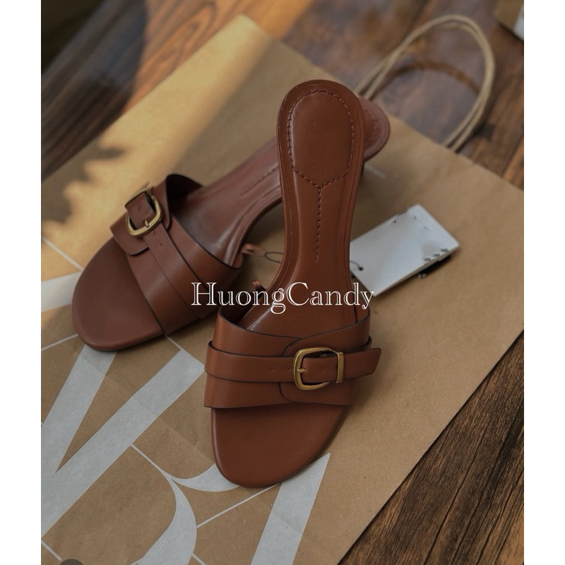 Guốc Z nâu Da bò khoá cài(sẵn)-H433