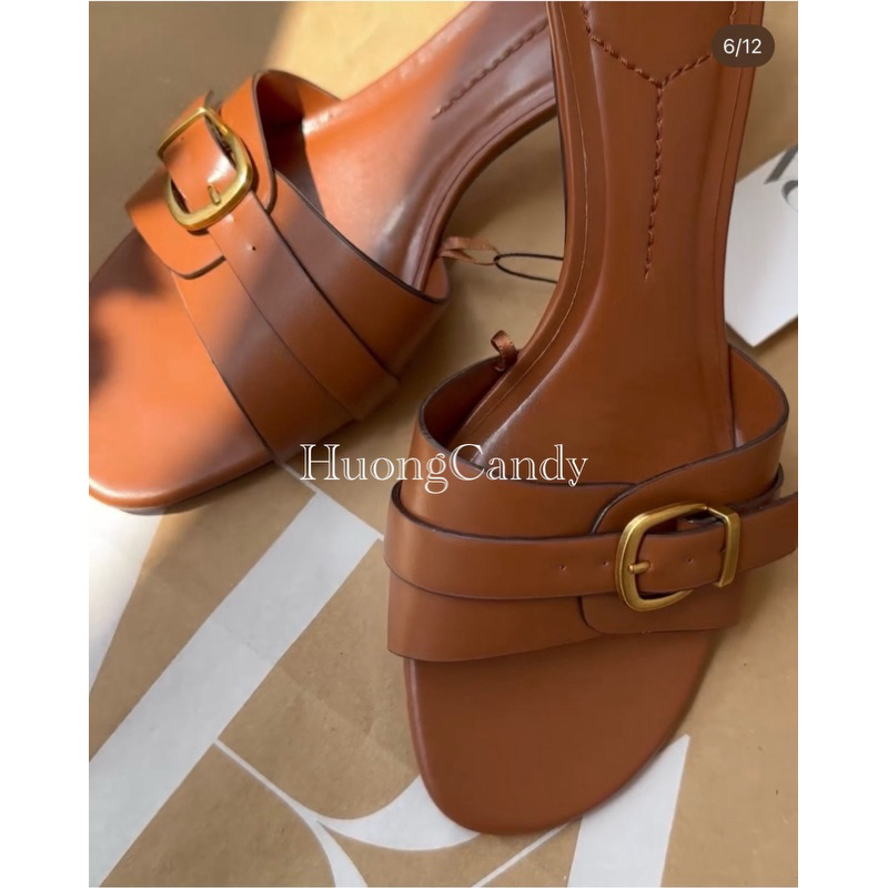 Guốc Z nâu Da bò khoá cài(sẵn)-H433