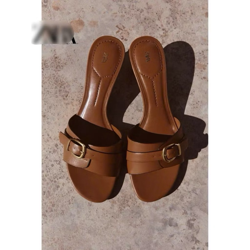 Guốc Z nâu Da bò khoá cài(sẵn)-H433