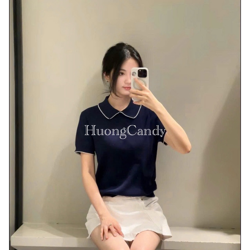 Áo Polo Za.da nữ Viền ren xuất dư(sẵn) H438