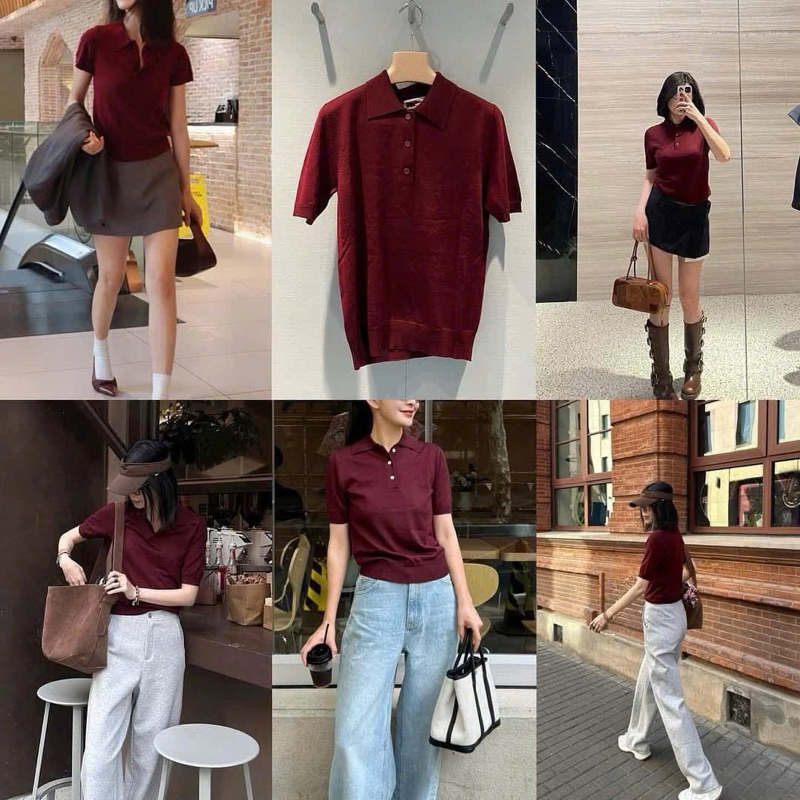 Len Z cộc tay đỏ Burgundy hot hit xuất chuẩn H532  hàng đẹp[ Sẵn]