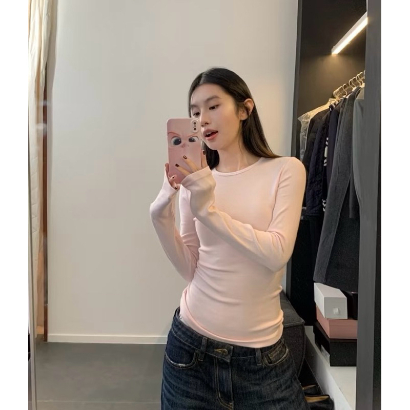 Áo Giữ Nhiệt Thun trơn dài tay WGWE basic thon dáng #W7398# H544