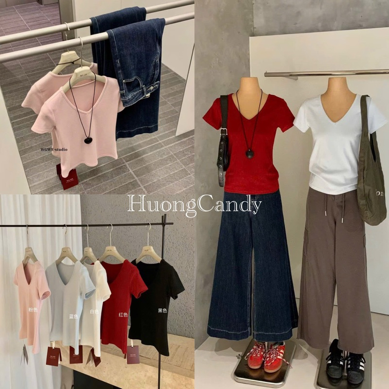 Áo Phông Cổ Tim WGWE Cotton mát #W9000# H555