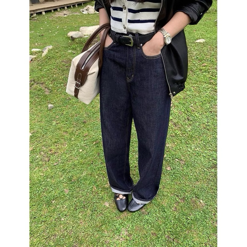 Quần jeans WGWE dài xanh ống rộng cơ bản #W7901# H556