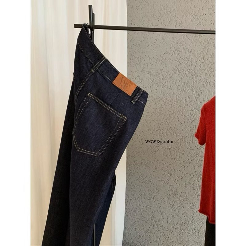 Quần jeans WGWE dài xanh ống rộng cơ bản #W7901# H556
