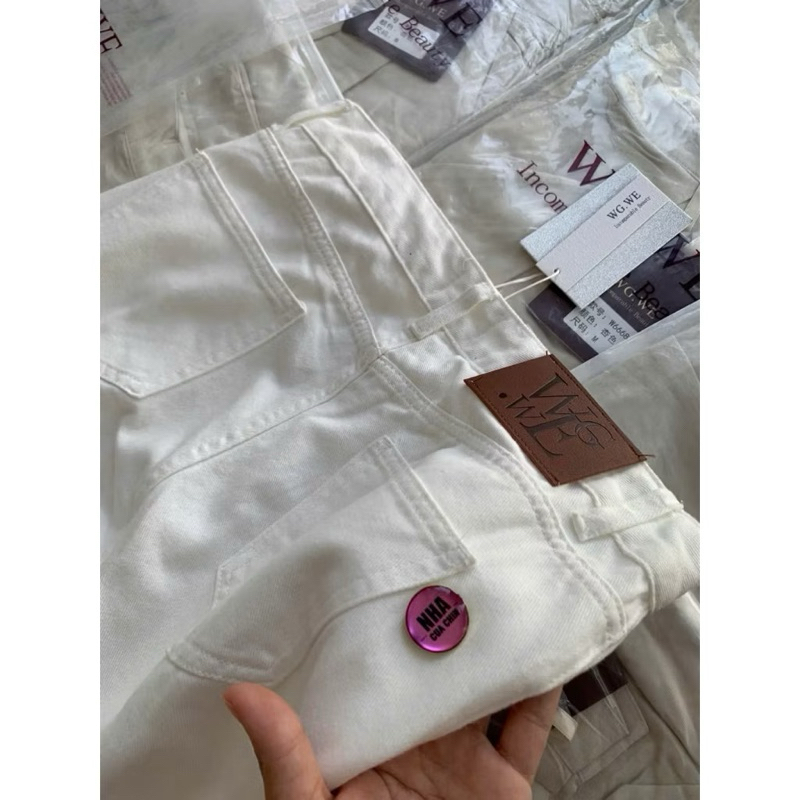Quần Jean Wgwe Ống Suông Trắng Trơn #W6676# H538