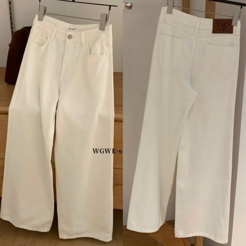 Quần Jean Wgwe Ống Suông Trắng Trơn #W6676# H538