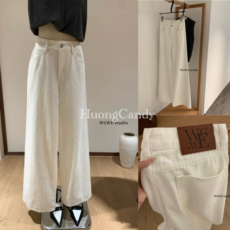 Quần Jean Wgwe Ống Suông Trắng Trơn #W6676# H538