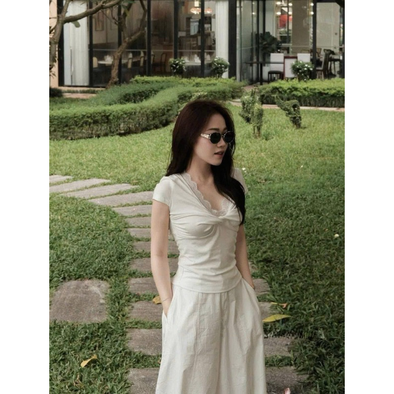 Áo WGWE ren xoắn ngực Basic #W5928# H577