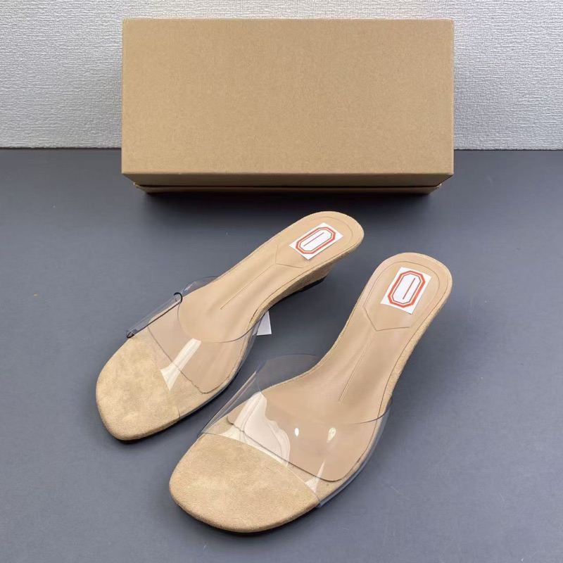 Dép Z quai trong suốt đế xuồng da lộn cao 5cm[850] [TL]/H602/
