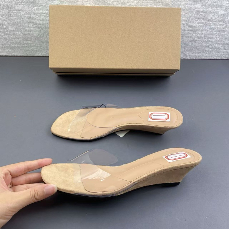 Dép Z quai trong suốt đế xuồng da lộn cao 5cm[850] [TL]/H602/