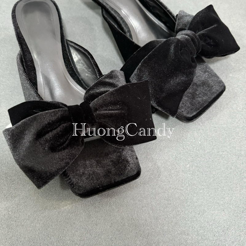 Guốc Z nhung đen Phối nơ Nhung FULLBOX/8231/TL/H588