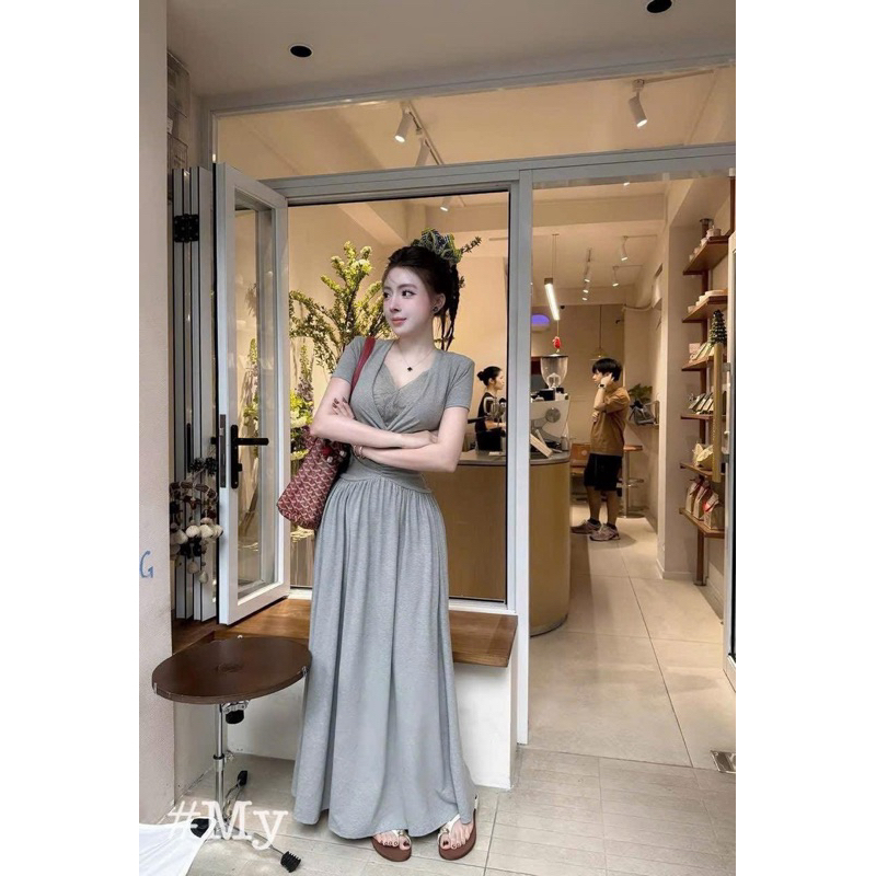 Guốc mũi tròn xỏ nhẫn vàng đế nâu cao 3cm QCCC/330-21/H594