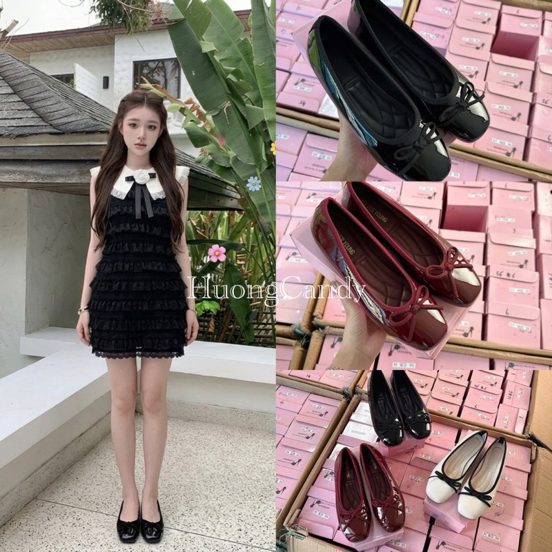 Giày Búp Bê Bệt Nơ Mềm Êm Đỏ /Đen /Trắng QCCC/H609/