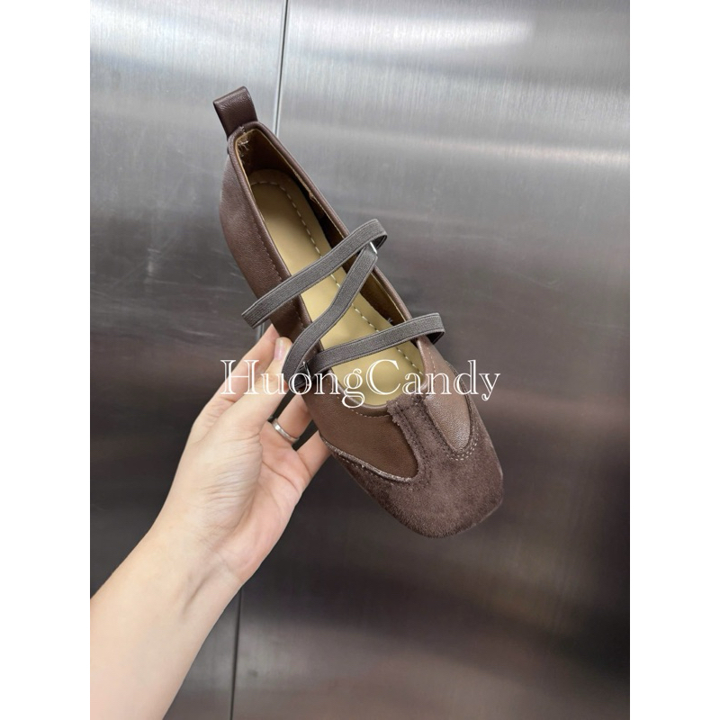 Giày bale da lộn Thon Gọn Trắng Chân QCCC (chuẩn form)/H608/