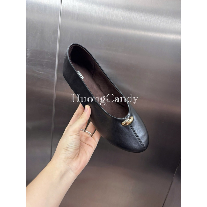 Giày Bệt Búp Bê da mềm mũi tròn hạt vàng trang trí FuLLBox-(sẵn)- 2880-H605/T2.8A
