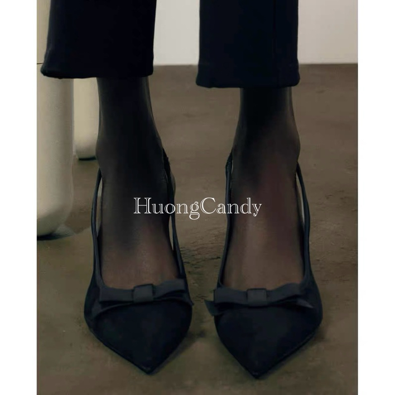 (chân mảnh lùi 1sz) GIÀY CAO GÓT Zet  VẢI PHỐI NƠ-H465/3W055-12/T2.2B