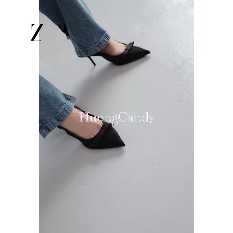 (chân mảnh lùi 1sz) GIÀY CAO GÓT Zet  VẢI PHỐI NƠ-H465/3W055-12/T2.2B