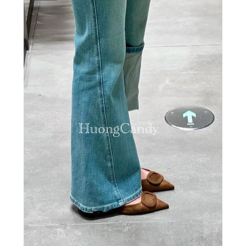 (lùi 1sz) Sandal Zet viền vuông Da lộn mũi nhọn FULLBOXii(sẵn)-H472/3W079-2/T1.2