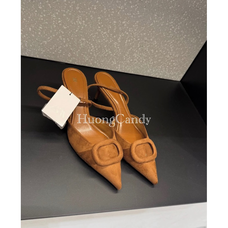 (lùi 1sz) Sandal Zet viền vuông Da lộn mũi nhọn FULLBOXii(sẵn)-H472/3W079-2/T1.2