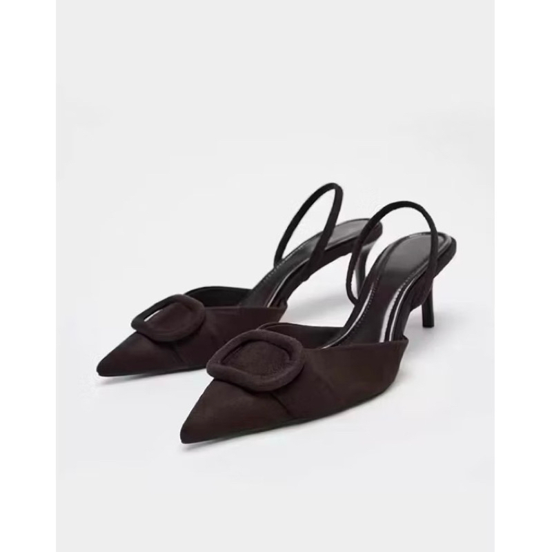 (lùi 1sz) Sandal Zet viền vuông Da lộn mũi nhọn FULLBOXii(sẵn)-H472/3W079-2/T1.2