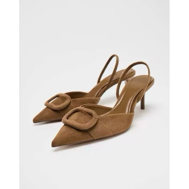 (lùi 1sz) Sandal Zet viền vuông Da lộn mũi nhọn FULLBOXii(sẵn)-H472/3W079-2/T1.2