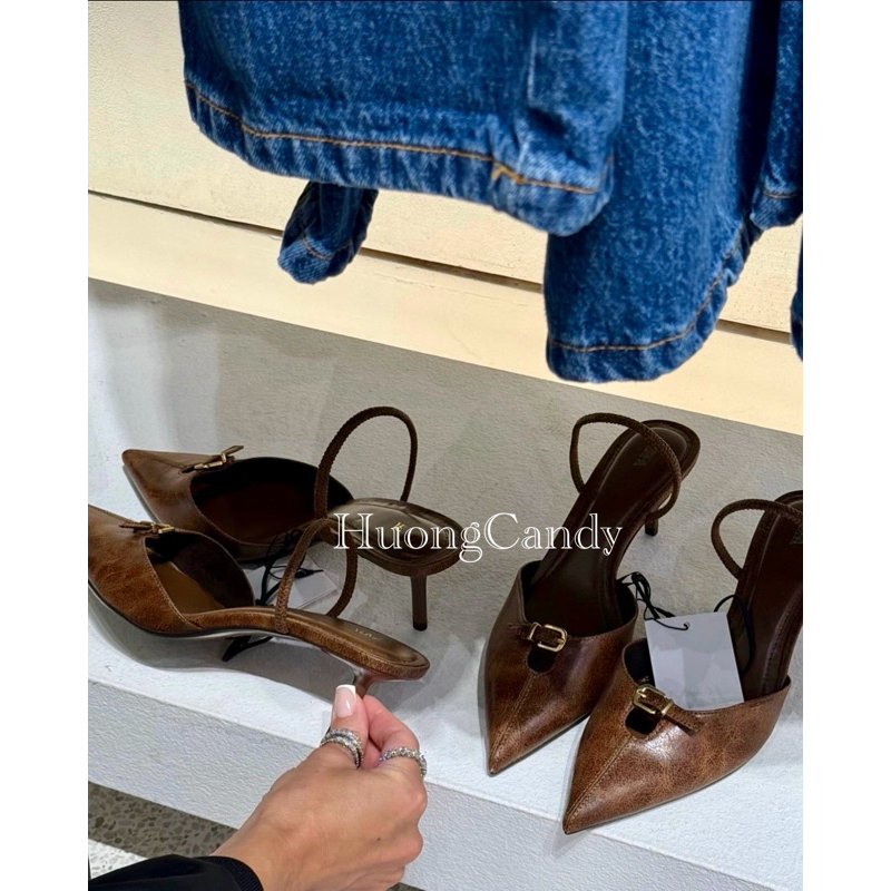 Guốc Za Khoá cài trước da Nâu FULLBOX(sẵn)-H471/3W055-9/T2.1A