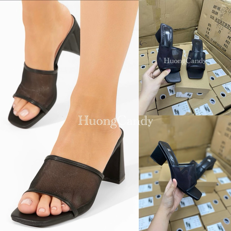 Guốc Lưới đen bản to FullBoxii-H458