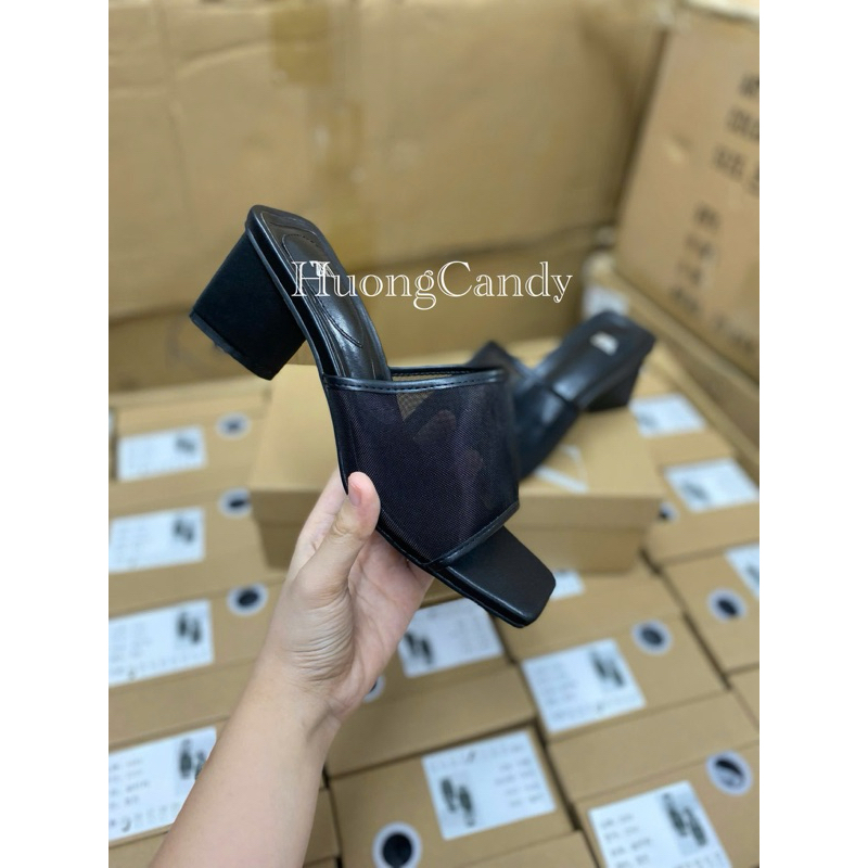 Guốc Lưới đen bản to FullBoxii-H458