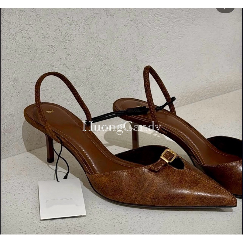 Guốc Za Khoá cài trước da Nâu FULLBOX(sẵn)-H471/3W055-9/T2.1A