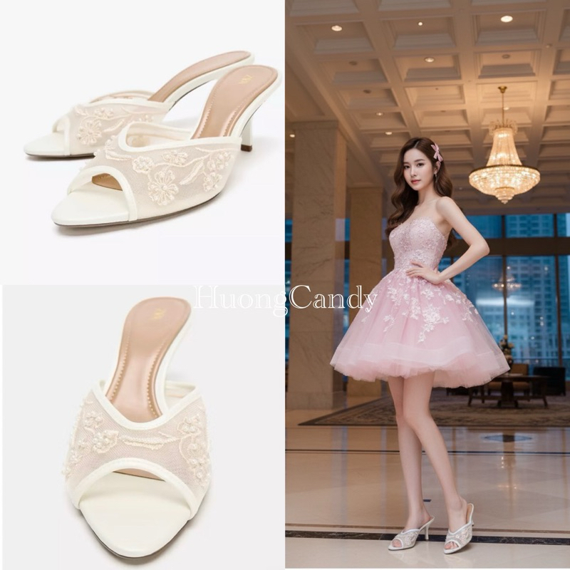 Guốc Z ren trắng tiểu thư Fullbox(sẵn)-0855/T2.1B/H571