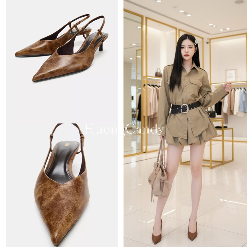 Sandal Slingback Nâu đậm Fullbox(sẵn)-H469/051-7/T2.5A
