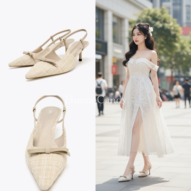 Giày Z.R Dạ Trắng mờ nơ FULlBOX-H475/8315/T1.2