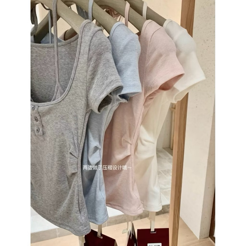 Áo Thun WGWE cotton Ôm Layer Cổ Yếm W8613# chuẩn hãng/H22