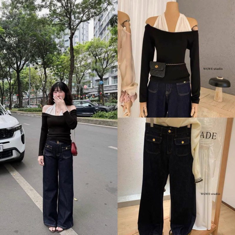 Quần Bò WGWE Jeans 2 Túi nhỏ Trước Ống Rộng W7436#/H530