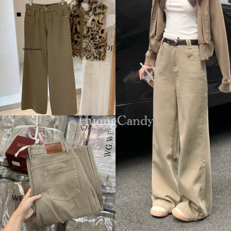 Quần Jeans Nâu Tây Ống Rộng Y2K W8521#/H520