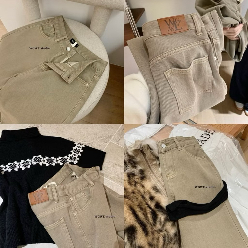 Quần Jeans Nâu Tây Ống Rộng Y2K W8521#/H520