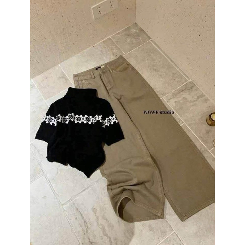 Quần Jeans Nâu Tây Ống Rộng Y2K W8521#/H520