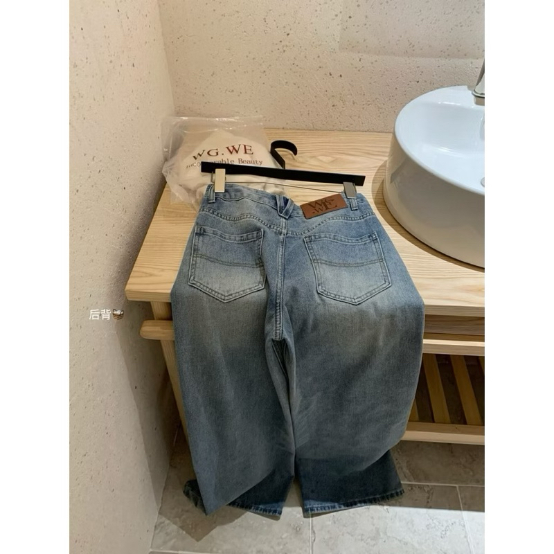 Quần Dài WGWE Jeans Ống Rộng Xanh Mài Bạc W7249#/H519