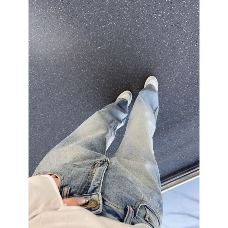 Quần Dài WGWE Jeans Ống Rộng Xanh Mài Bạc W7249#/H519