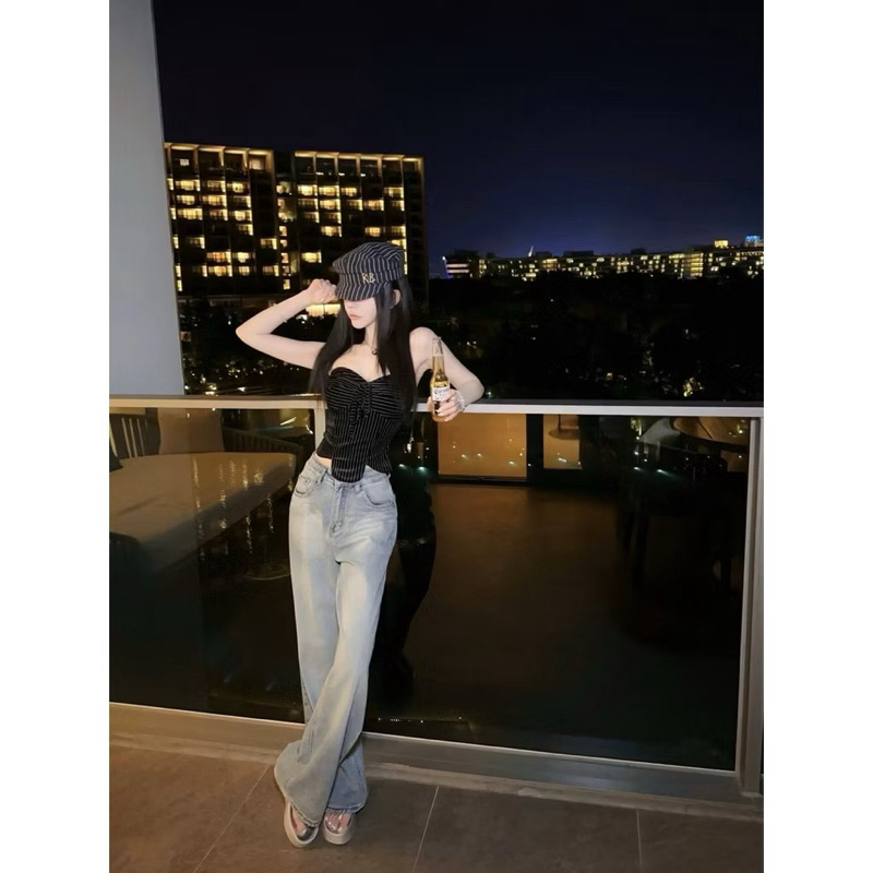 Quần Dài WGWE Jeans Ống Rộng Xanh Mài Bạc W7249#/H519