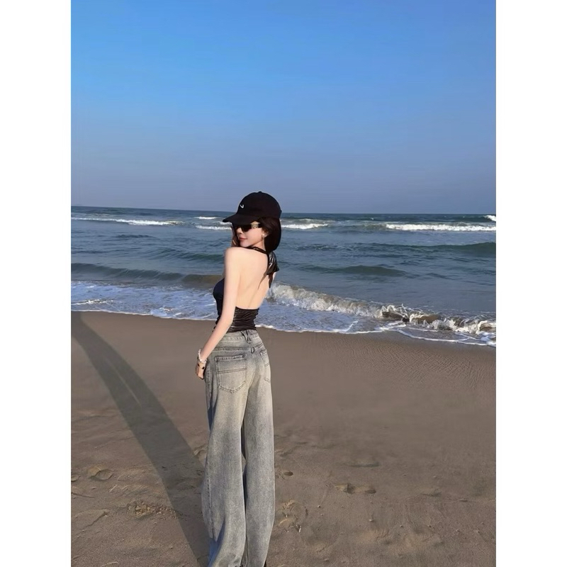 Quần Dài WGWE Jeans Ống Rộng Xanh Mài Bạc W7249#/H519