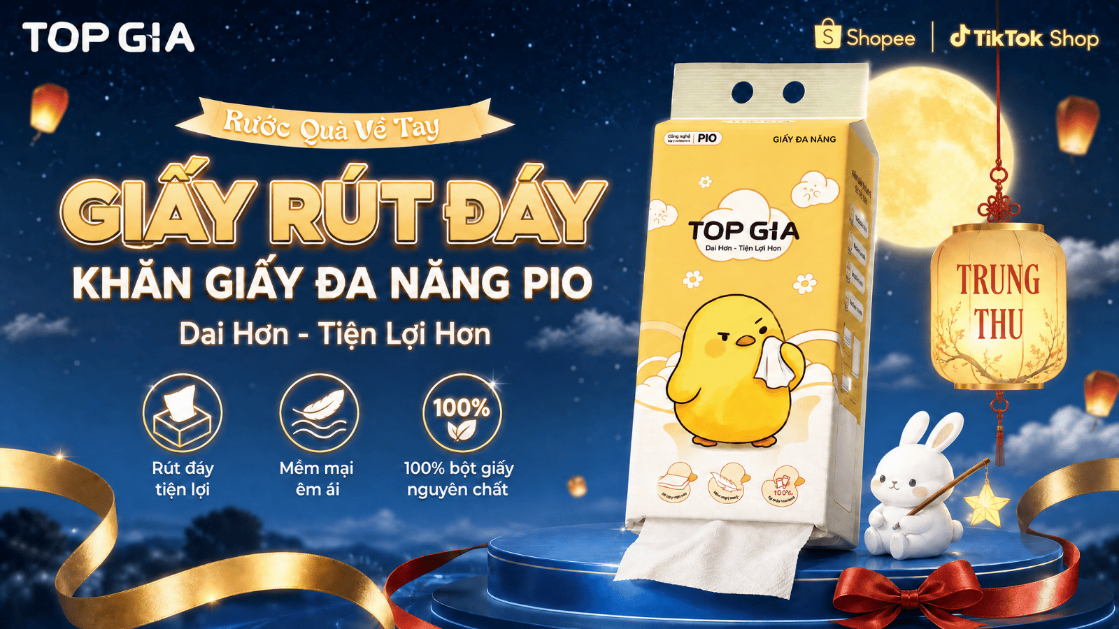 Khăn giấy Pio Topgia - Trợ thủ đắc lực cho bàn tiệc Trung thu tinh tươm