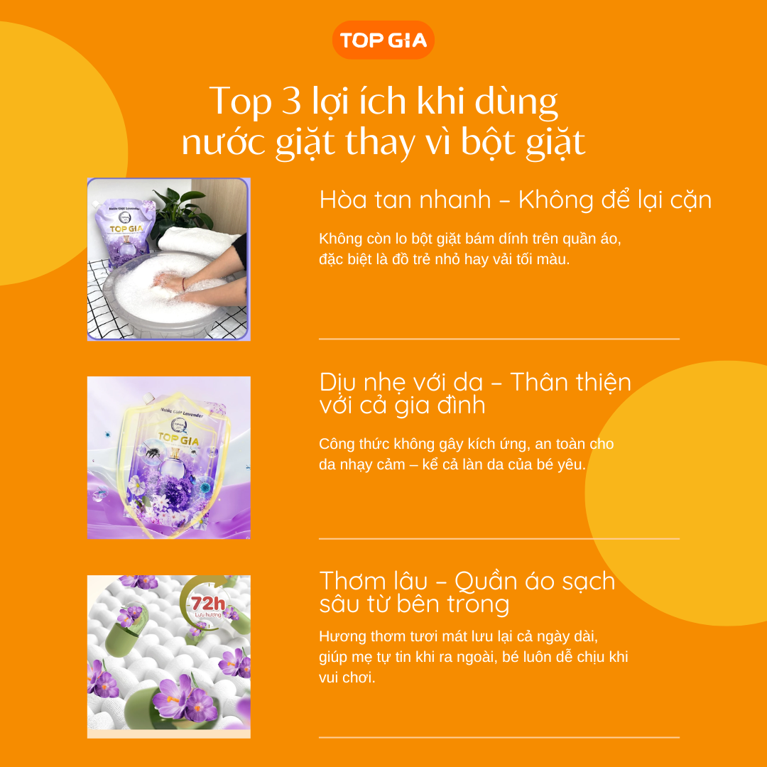 Top 3 lợi ích khi dùng nước giặt thay vì bột giặt