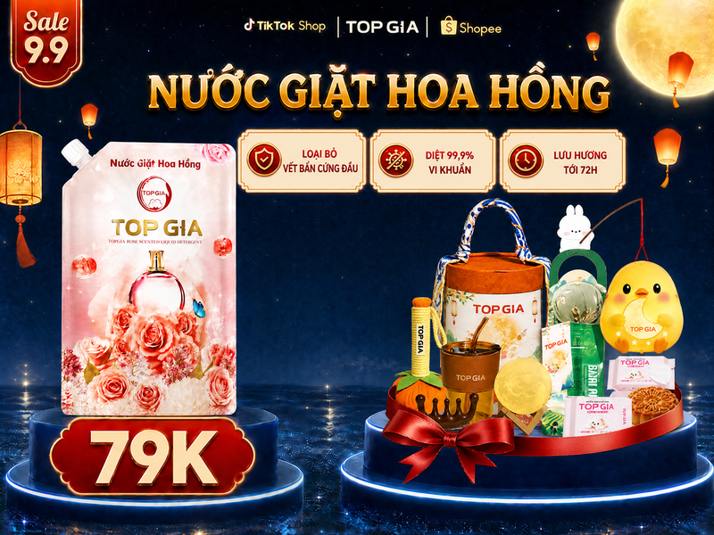 Sập Sàn Top Gia 9.9: Nước Giặt Hoa Hồng Giá 79K & Loạt Quà Tặng Bí Mật Đang Chờ