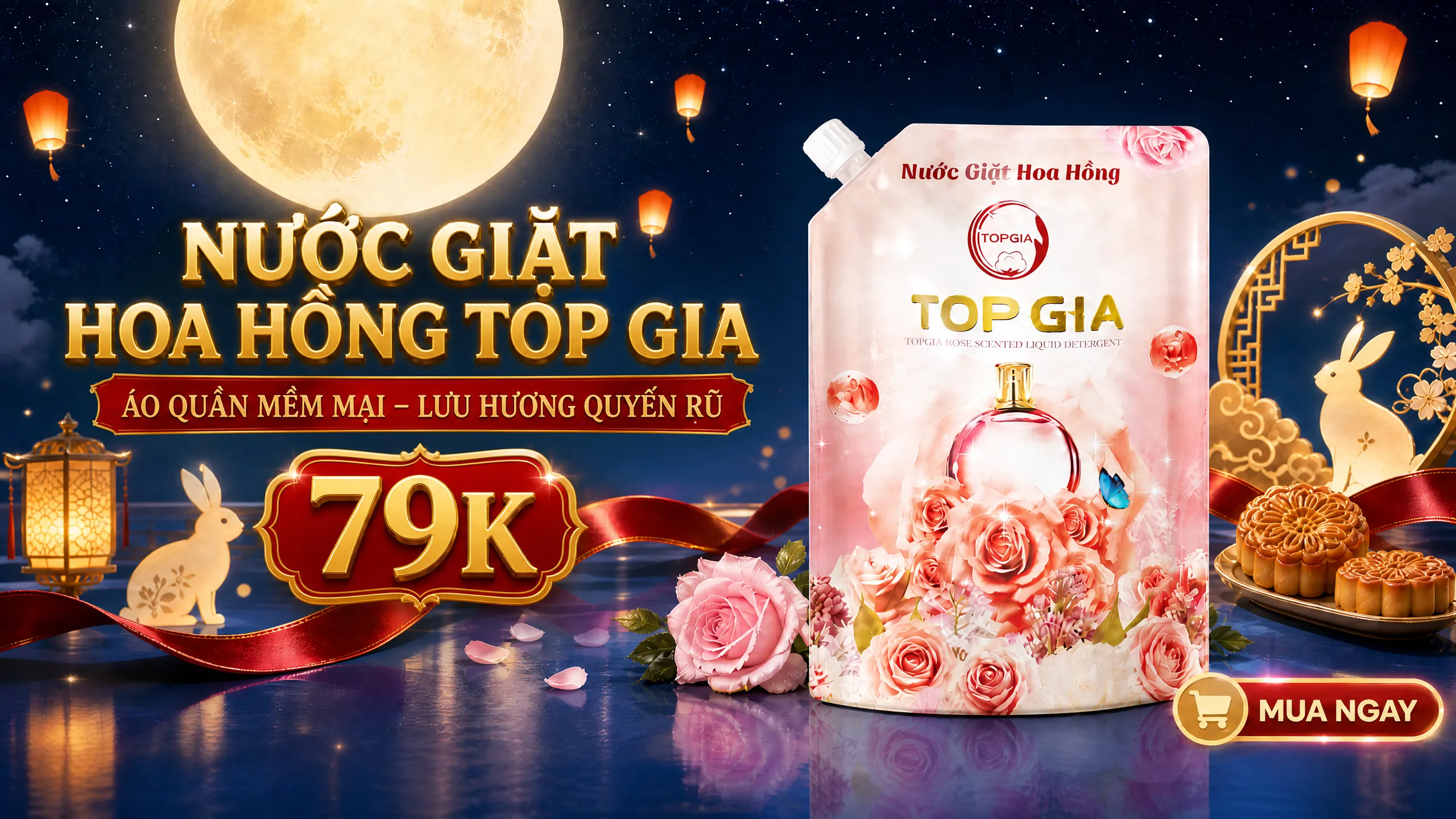 Nước giặt hoa hồng Top Gia: Áo quần mềm mại, lưu hương với deal 79K